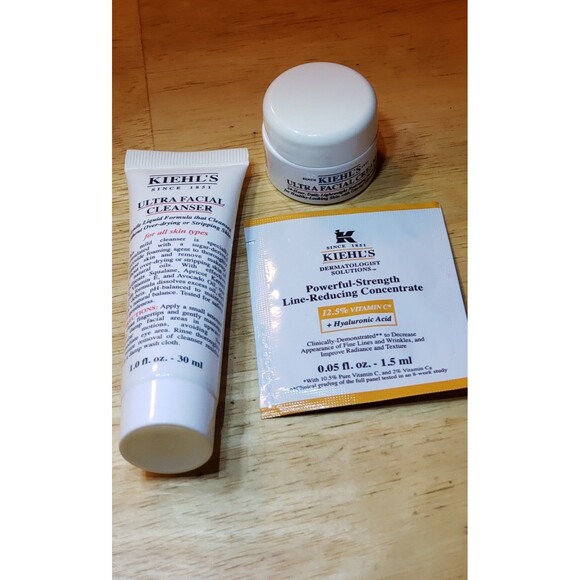 Kiehl's trial size facial set 1 Moisturizing Cream.25 oz, cleanser, line reducer - Picture 1 of 1